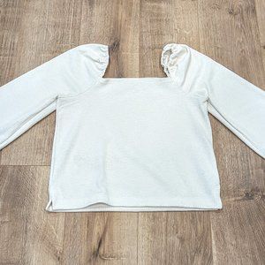 Madewell Crepe Square Neck Puff Sleeve Top white size S